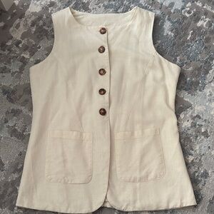 Sleeveless Cream Button-Up Vest